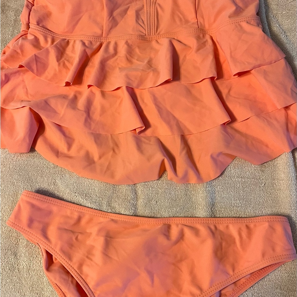 Women’s Peach Ruffle Tankini Bikini Set